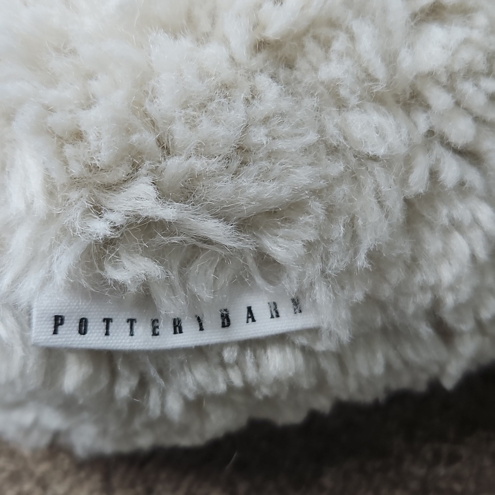 Pottery Barn Dog Doodle Faux Fur Pillow w/ Bell Golden Doodle - Picture 4 of 5